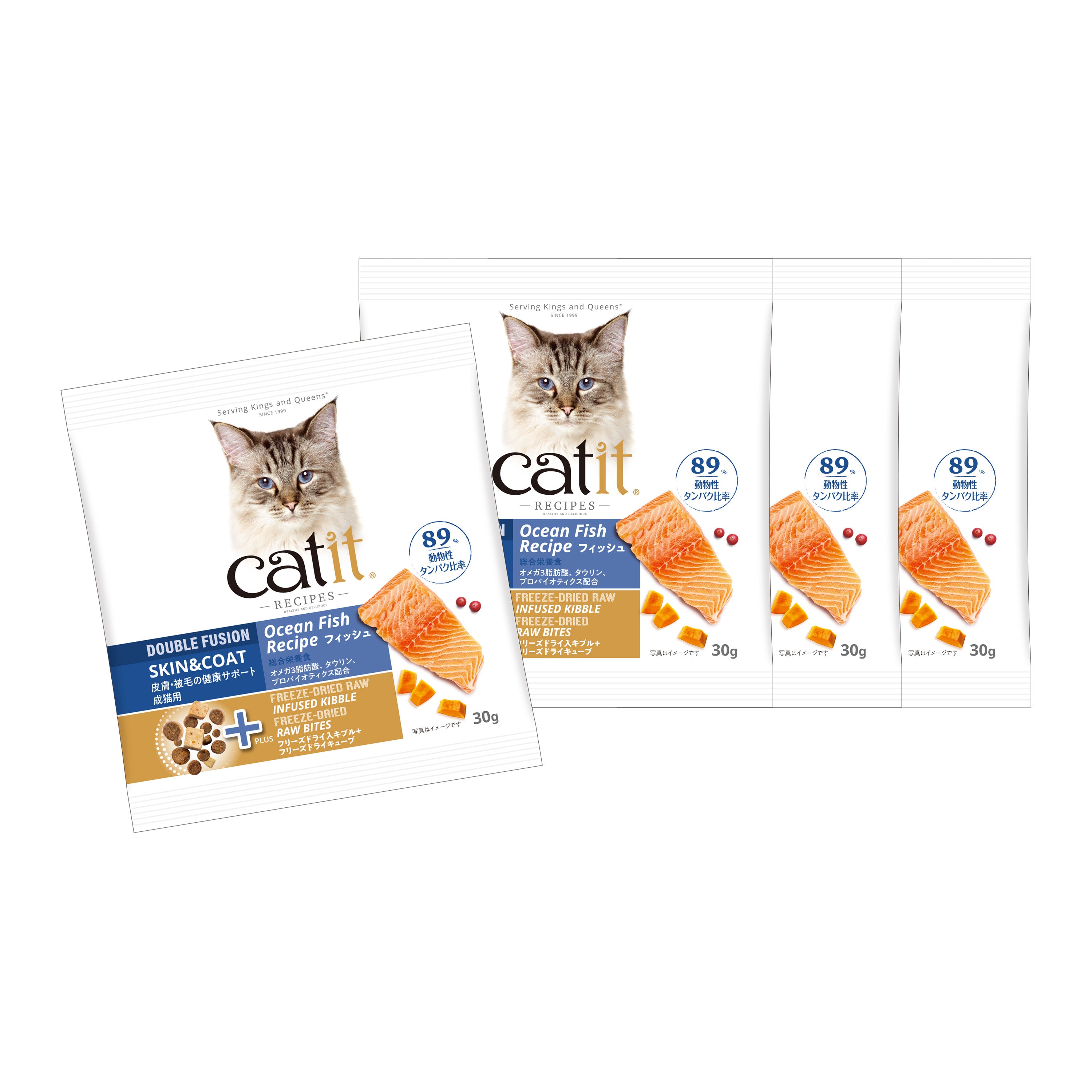 【おためしセット】Catit Recipes SKIN&COAT 被毛ケア フィッシュ(30g×5袋)