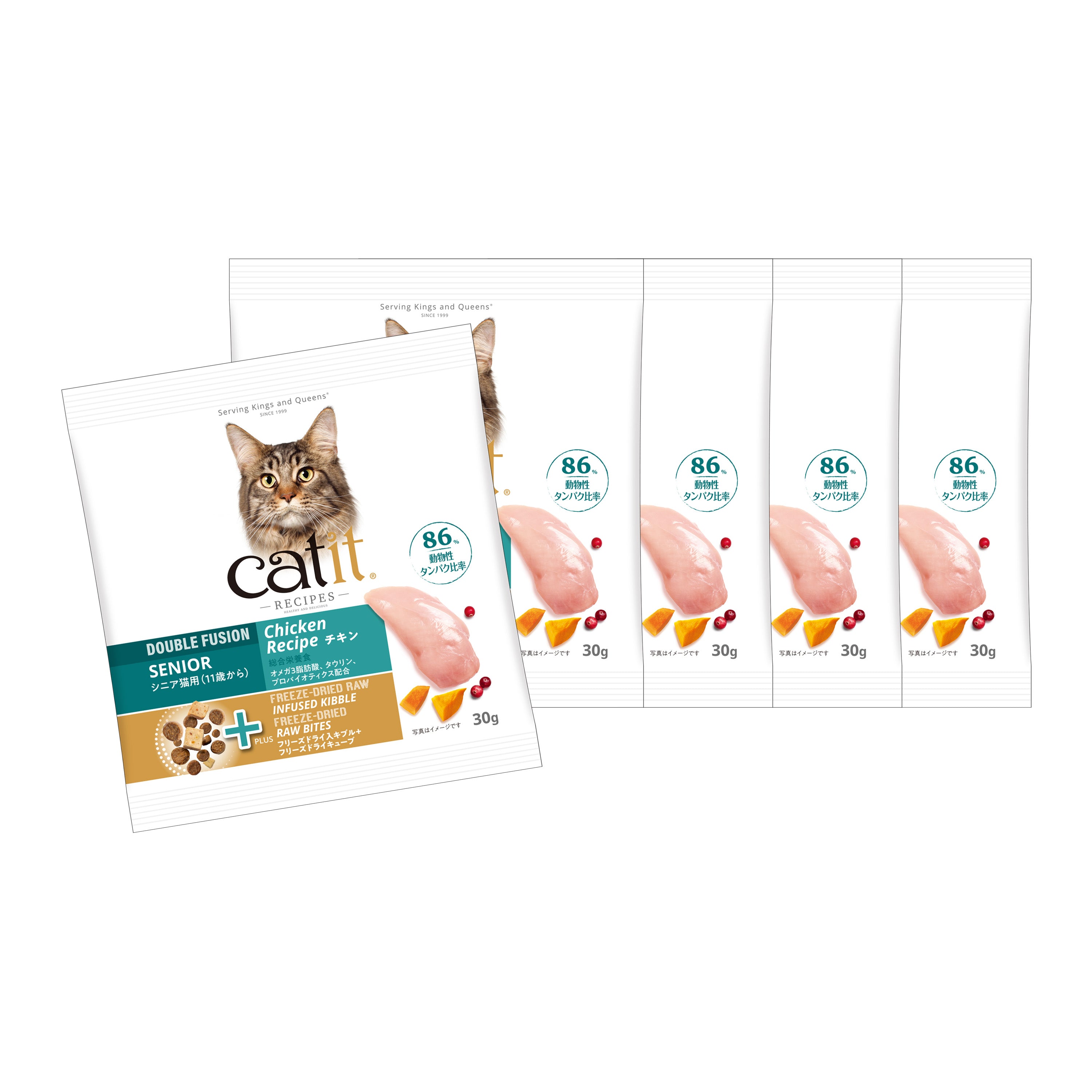 【おためしセット】Catit Recipes SENIOR シニア猫用 11歳から(30g×5袋)